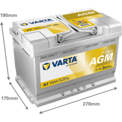 Start-Stop AGM Akumulator VARTA SILVER dynamic XEV 70Ah 12V D+ A7
