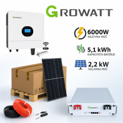 SOLARNI KOMPLET GROWATT Hope  6000W - 5kWh - 2,3kWp   Litij-ionska baterija