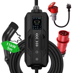 Potovalna polnilna postaja za električna vozila AC Type 2 16A/380V 11kW + vtičnica 230V, 3,7kW 5m + torbica