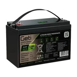Baterija LiFePO4 GETI GBL-12-100DV2 12.8V 100Ah (1280Wh) z LCD Zaslonom in BMS